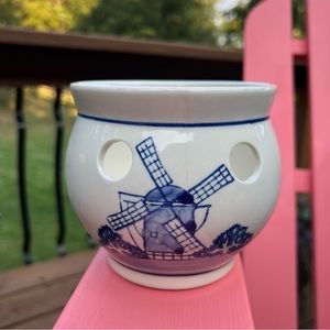 Vintage Small Handpainted Glazed Flower Pot / Planter